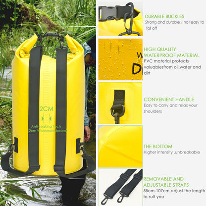 Waterproof Dry Bag Backpack 40L Roll Top Lock Closure PVC Floating Storage Bag for Kayaking Boating Swimming Hiking Camping Fishing Black Army Green Blue Yellow