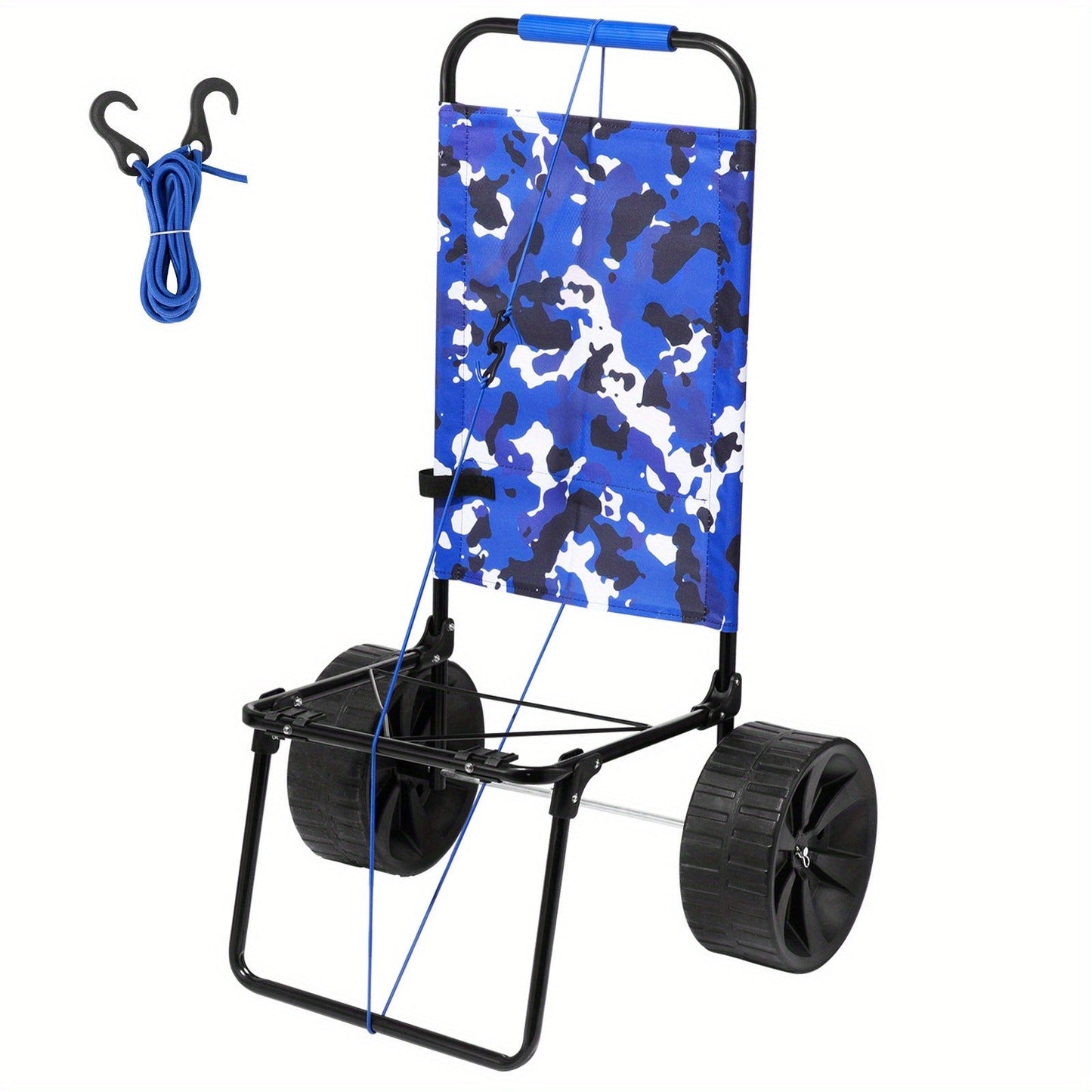 Folding Beach Cart with Balloon Wheels – 165LBS Capacity Sand Dolly for Camping Fishing Picnic Garden