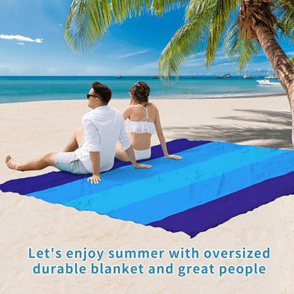Gradient Beach Mat with Purple-to-Blue Design, Corner Loops, Drawstring Pouch, Stakes and 1- or 2-Piece Packs