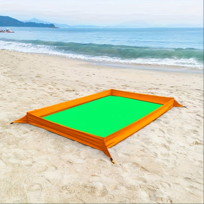 Beach Blanket with Sand Walls Fence Sandproof Waterproof 55x86in with 4 Stakes & Carry Bag for Family Picnic Camping Park Travel – 6 Printed Styles