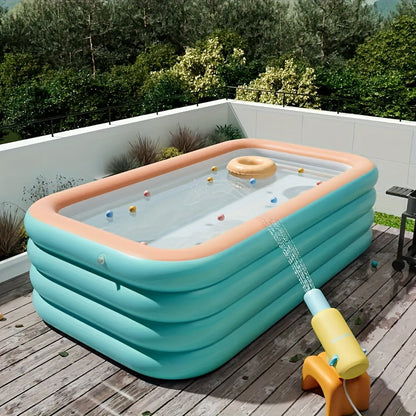 Inflatable Swimming Pool for Family Adults Kids, Large Above Ground Outdoor Backyard Pool, 4-Layer PVC Thickened Blow Up Pool for Patio Garden Party Summer