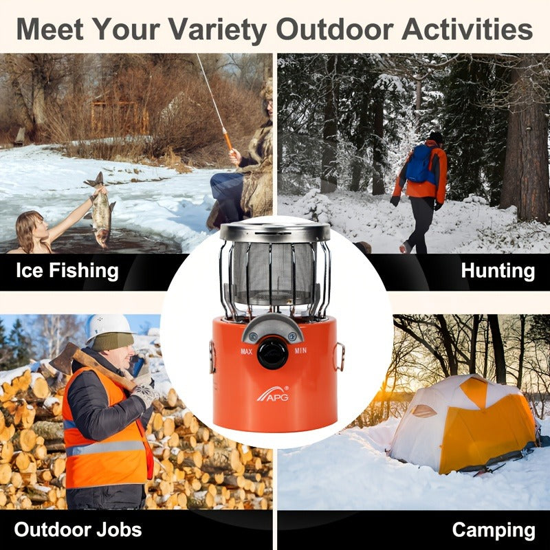 Portable Propane Camping Heater Stove 2-in-1 with Temperature Control, Compact Outdoor Cooking & Heating Unit, BPA-Free Metal