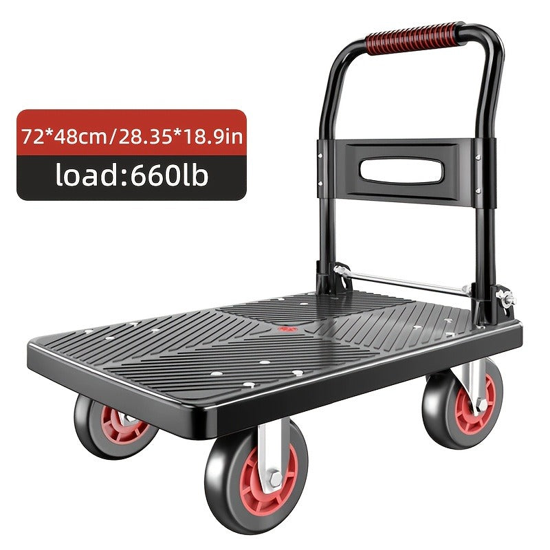 Folding Flat Cart Heavy Duty 660-800 lbs Capacity Silent Swivel Wheels Moving Hand Truck
