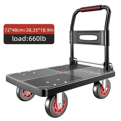Folding Flat Cart Heavy Duty 660-800 lbs Capacity Silent Swivel Wheels Moving Hand Truck