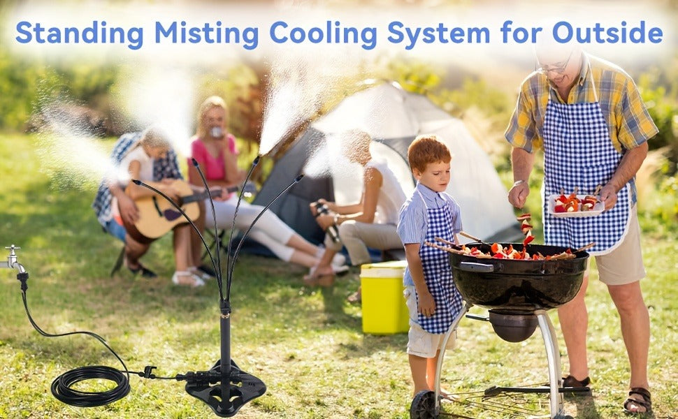 Outdoor Misting System Portable 26.5Ft Mist Cooling Kit with Adjustable Stand for Patio Garden BBQ