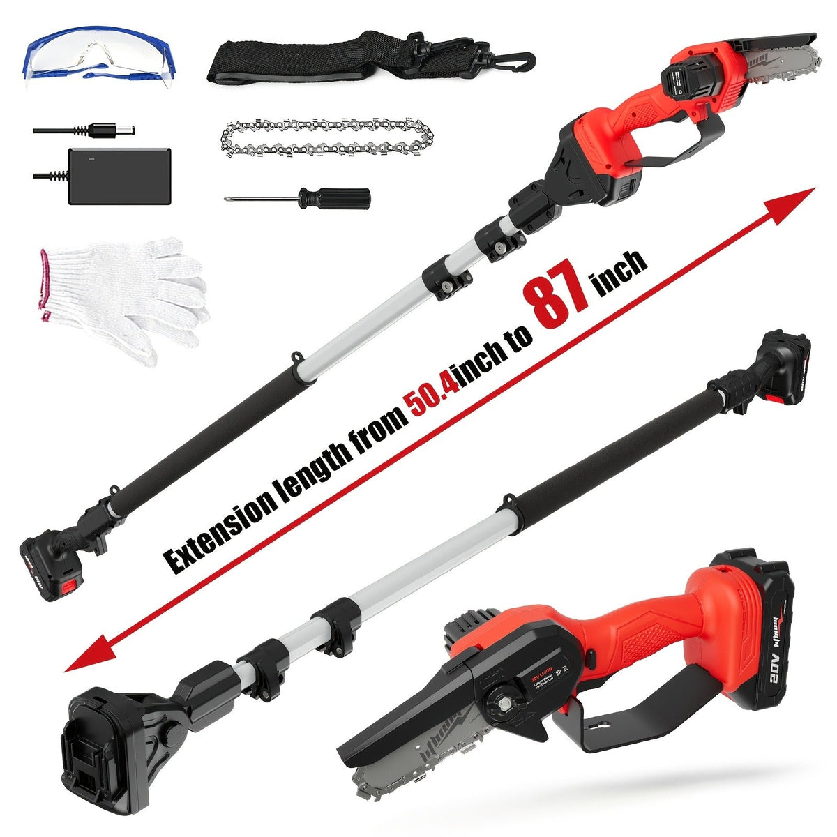 Telescopic Pole Saw Cordless Folding 6-Inch Electric with Compact Design, Battery-Powered Tree Pruner for Garden Pruning