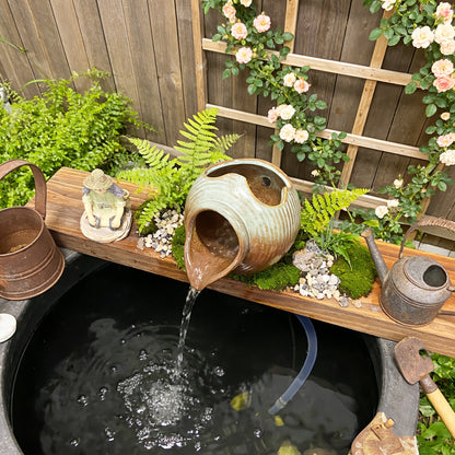 Mini Ceramic Tabletop Fountain Water Feature with Retro Garden Style in Two Checkout Packages