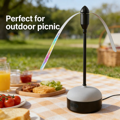 Desktop Reflective-Blade Fan Pest Control Device with Amber Light, Flexible Neck and USB Power for Tabletop Use