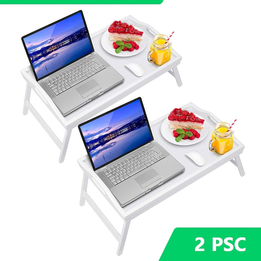 Folding Bed Tray with 19.5 x 12-Inch Surface, Carry Handles and One- or Two-Pack Color Options