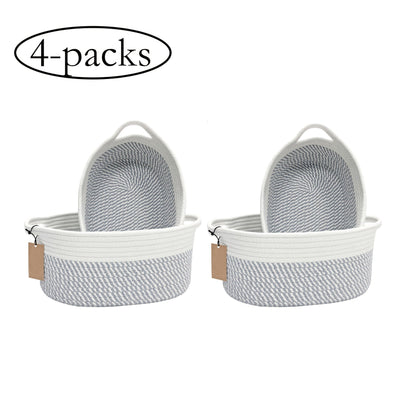 Woven Gift Basket with Handles Cotton Rope Storage Basket for Shelves Room Decor Cat Dog Toys Organizer Bin 2/4 Pack