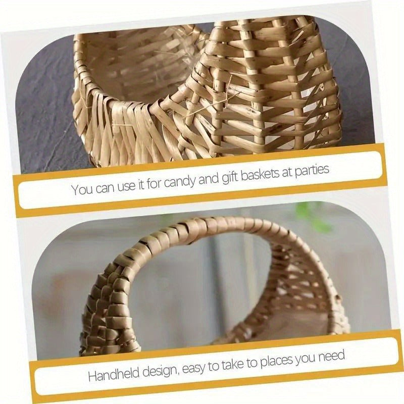 Wicker Basket Set Half Moon Shape with Handle – Small Rattan Baskets 3/5/6 Pcs for Wedding Flower, Home Decor, Garden Storage & Picnic, Plastic Liner Included, 6.7×6.5×4.3 in