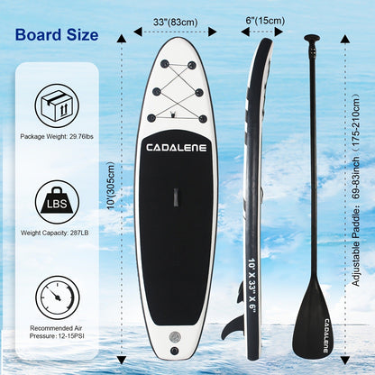 10-Foot by 33-Inch Inflatable Paddle Board Kit with EVA Deck, Three Fins, Paddle, Pump and Backpack