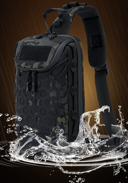 Structured Tactical Shoulder Crossbody Bag with Honeycomb Front Panel in Black or Camouflage Pattern