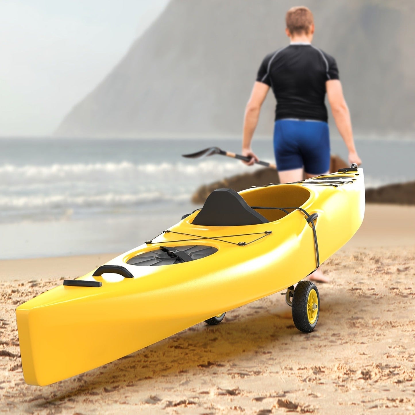 Kayak Cart Trolley Carrier Dolly – Canoe Paddle Board Boat Transport with 10-Inch Solid Wheels