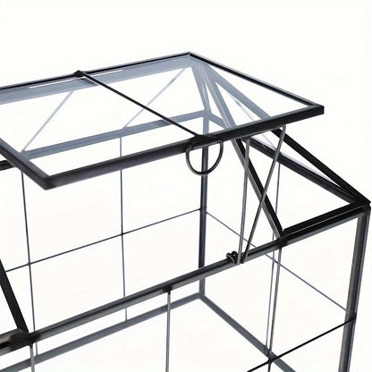 Geometric Glass Terrarium with Swing Lid 9.84x5.31x7.87 Inch Victorian Wardian Case for Succulents Cactus Air Plants Ferns Indoor Desktop Decor Black