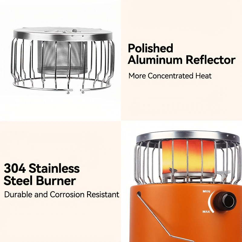 Portable Propane Camping Stove Heater 9000 BTU, 3-in-1 Indoor Outdoor Gas Burner with Adjustable Flame, Carrying Case, Emergency Preparedness