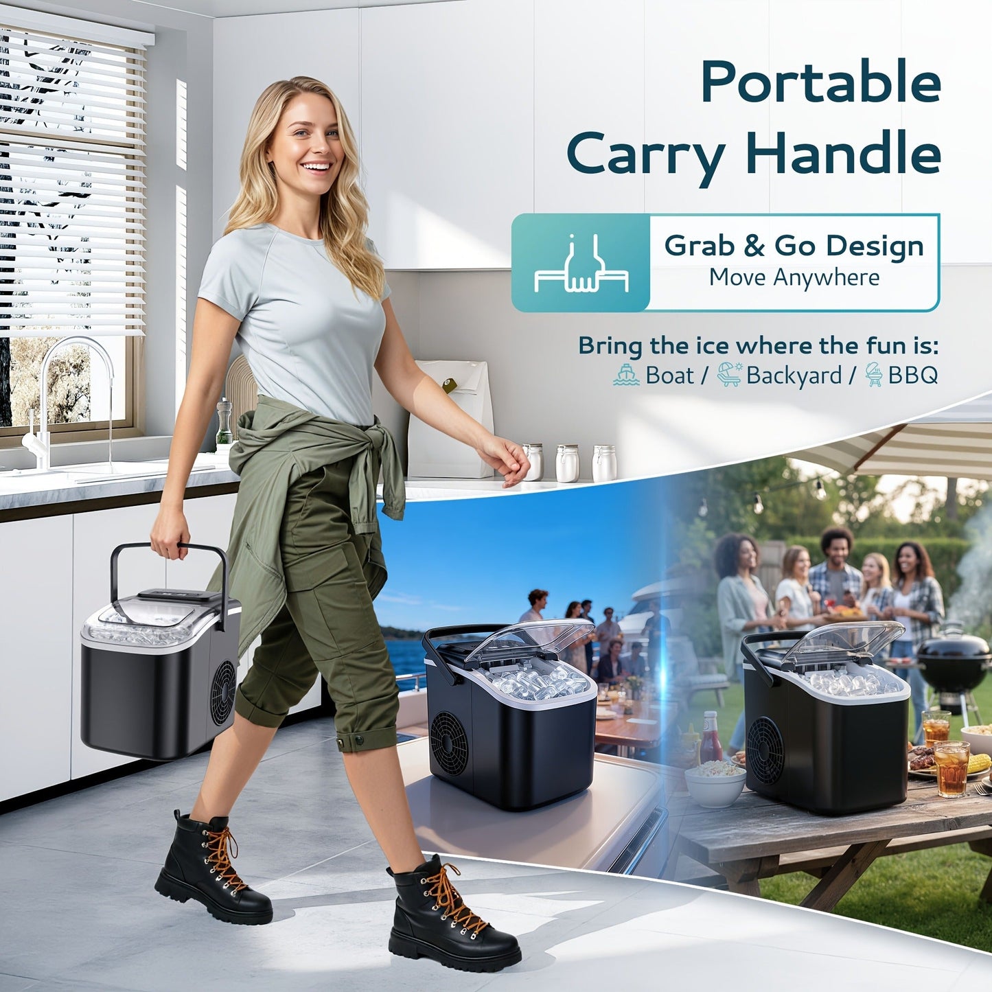 Countertop Bullet Ice Maker with 26-29 lb Daily Labels, 8 Cubes per 6 Minutes and Three Colors