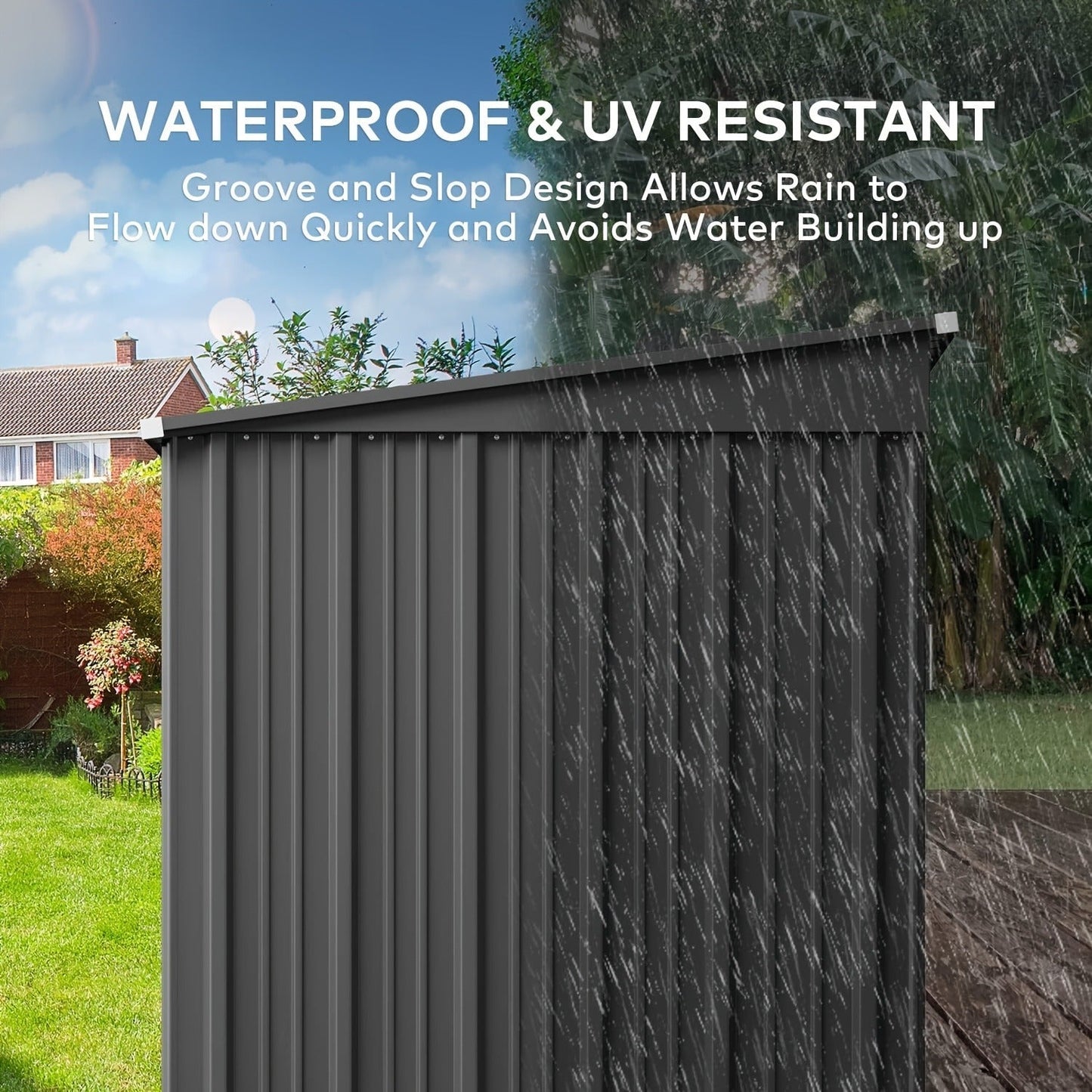 Metal Storage Shed Outdoor Garden Shed with Lockable Door – Weatherproof