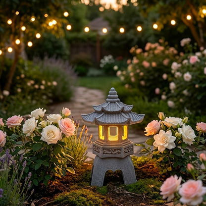 Solar Pyramid Light Sculpture – Outdoor Zen Garden Decor