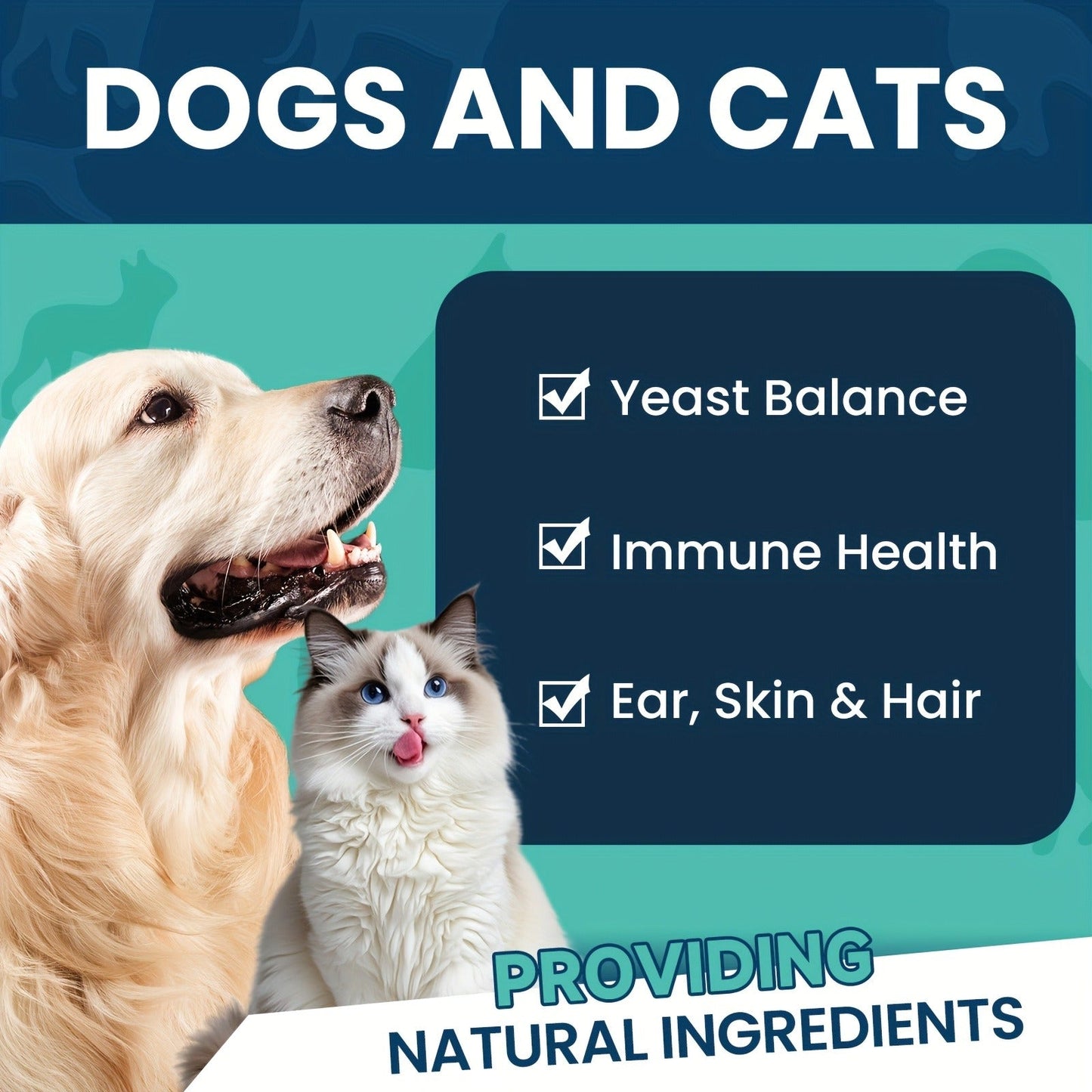 Yeast Supplement Drops for Dogs & Cats – No Odor Formula with Pau D’Arco Bark & Goldenseal Herb Liquid Extract | Easy-to-Use Pet Antifungal Support, 2 Fl Oz (60ml)