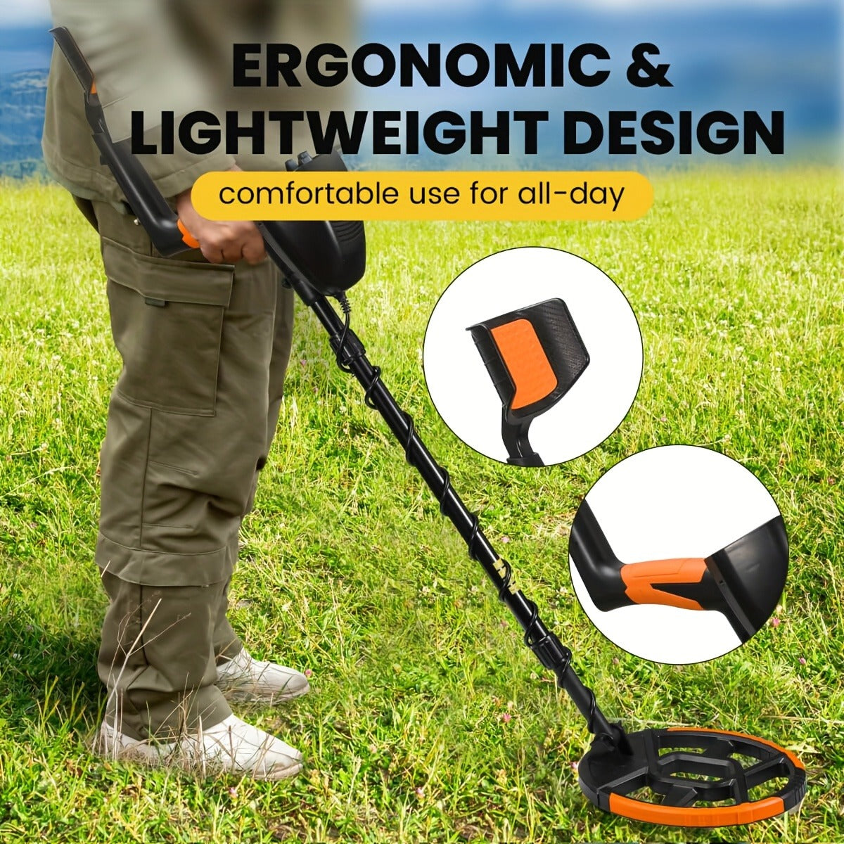 LCD Metal Detector with 8-Inch Search Coil, Adjustable Shaft and Green, Yellow or Basic-Version Options
