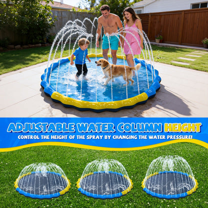 Splash Pad Sprinkler for Kids – Extra Large Inflatable Wading Pool Outdoor Water Play Mat Toy for Toddlers & Children Ages 3+, Thickened Non-Slip