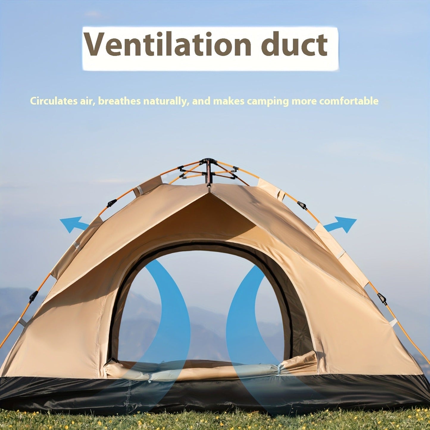 Camping Tent Cloud-Gray Pop-Up with Two Doors, Optional Mesh Windows and Two Source Dimensions