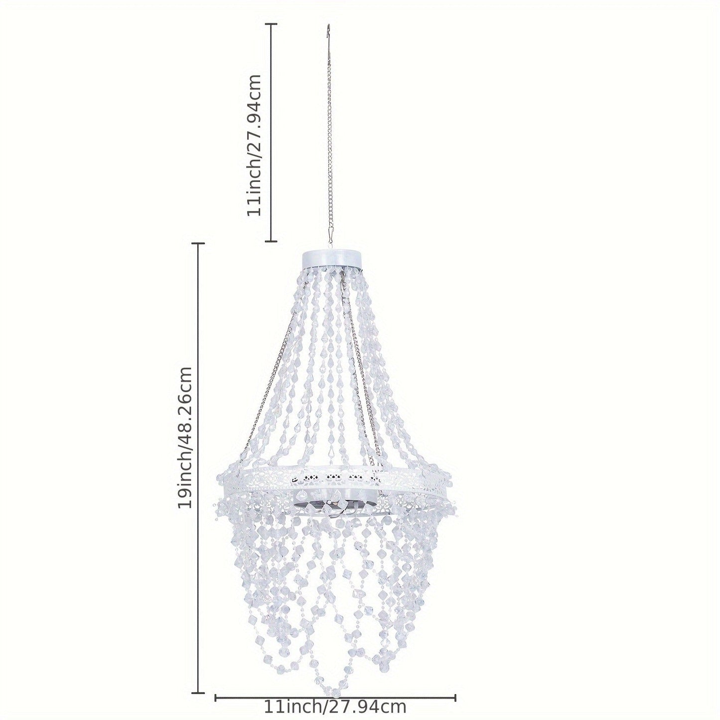 Solar Outdoor Lights 54-LED Hanging Crystal Chandelier in 6-Tier, Oval or Round Style for Gazebo Decor