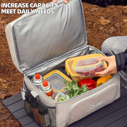 Zippered Picnic Carrier Bag with Dual Handles, Shoulder Strap, Front Pocket and Displayed 16.14-Inch Length