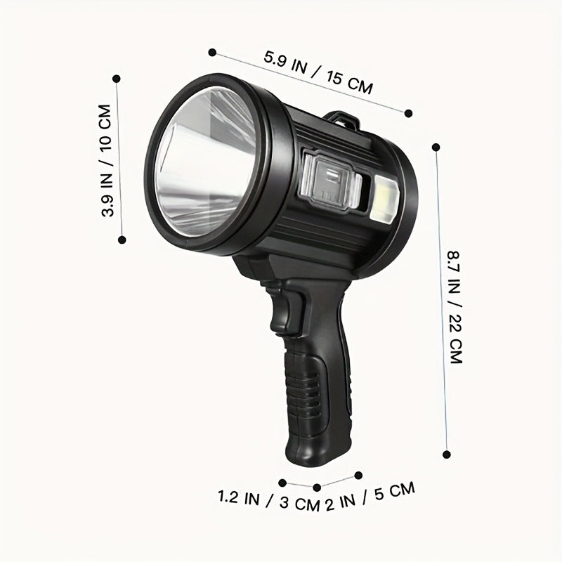 Flashlight IPX4 Solar and USB Rechargeable Searchlight with Six Modes and Three Color Filters