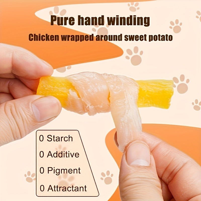 Dog Treats Chicken or Duck Wrapped Sweet Potato Pieces in 150g, 200g and Two-Pack Options for Dog Reward Use