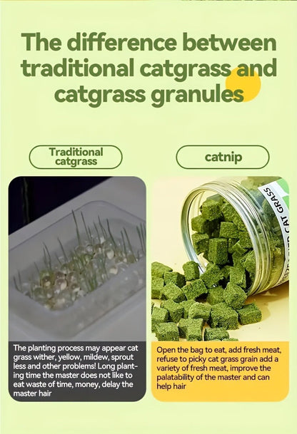 Cat Grass Pellets Freeze-Dried 150g – Mint Flavor Hairball Control Granules, Natural Chewing & Teeth Grinding Snack for Cats, Digestive Support Cat Treat (5.29oz)
