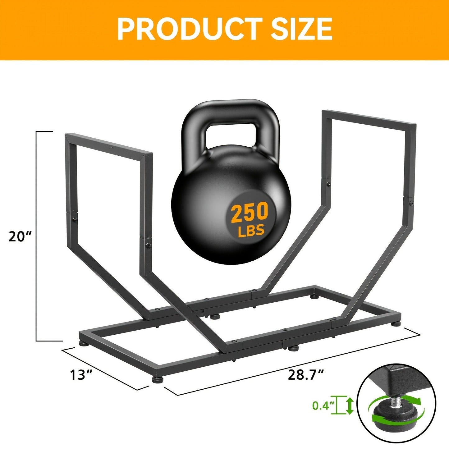 2.58-Foot Firewood Rack with Raised Metal Frame, Open Ends and Four Adjustable Leveling Feet