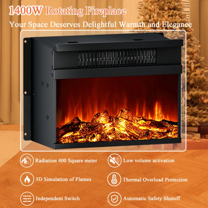 Electric Stove Heater End Table Rotatable Fireplace Side Table 1400W 4800 BTU Indoor Heater with Storage Cabinet Nightstand Overheat Protection
