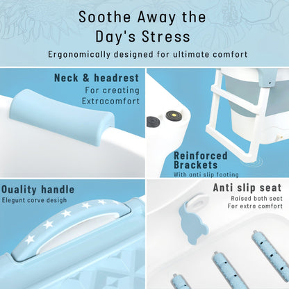 Portable Bathtub for Adults with Insulation Cover & Drainage Pipe – Foldable Hot Tub for Indoor Outdoor Sauna
