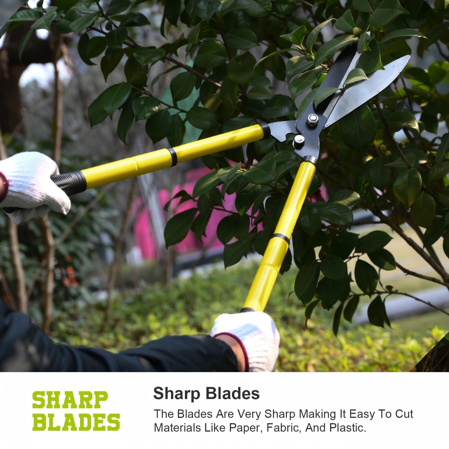 Extendable Manual Pruning Shears with Three Exact Orange and Green Blade-Length Checkout Options
