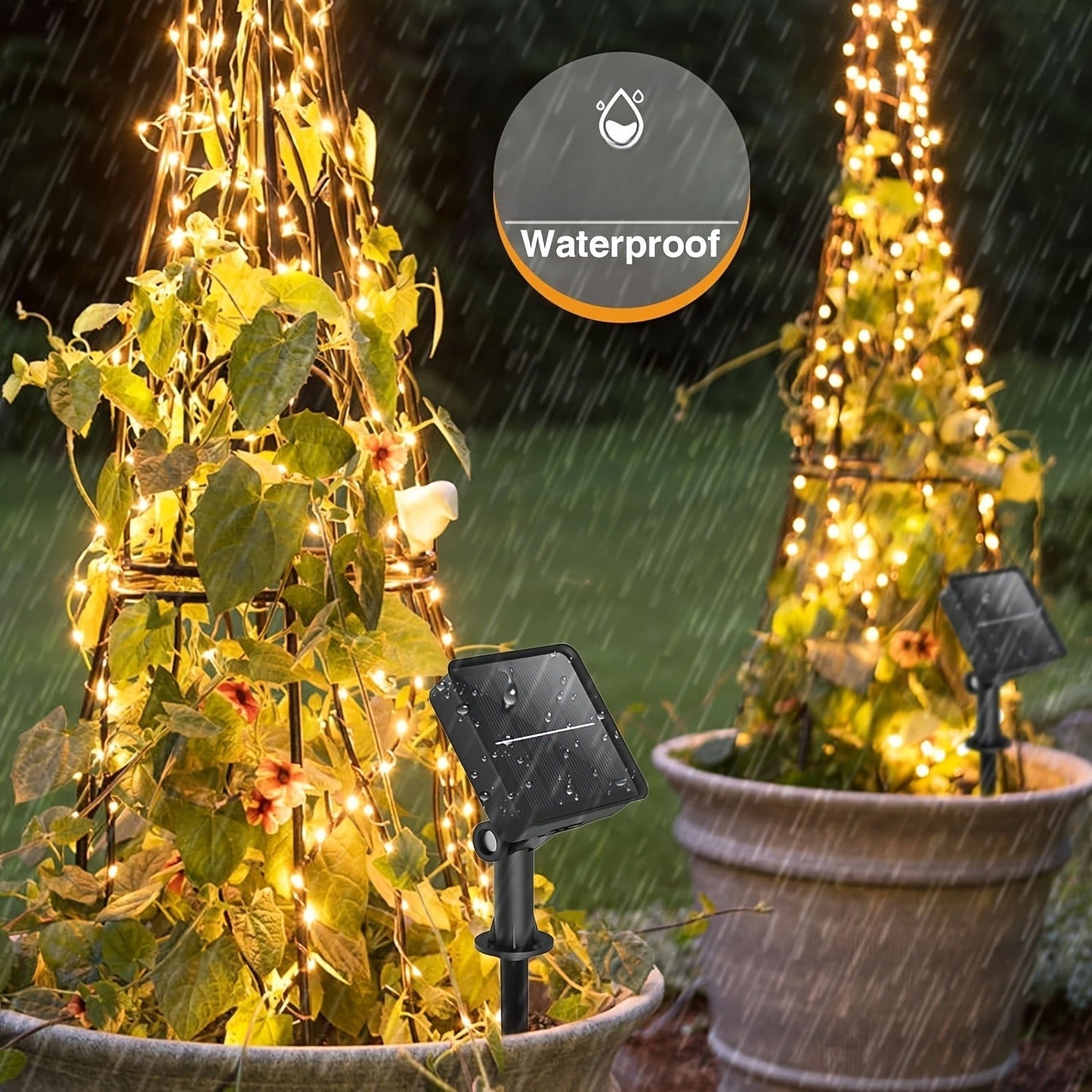 Solar String Lights Outdoor 2 Pack 104Ft 300LED IP65 Waterproof 8 Modes Fairy Lights for Garden Yard Patio Tree Christmas Wedding Party Decor