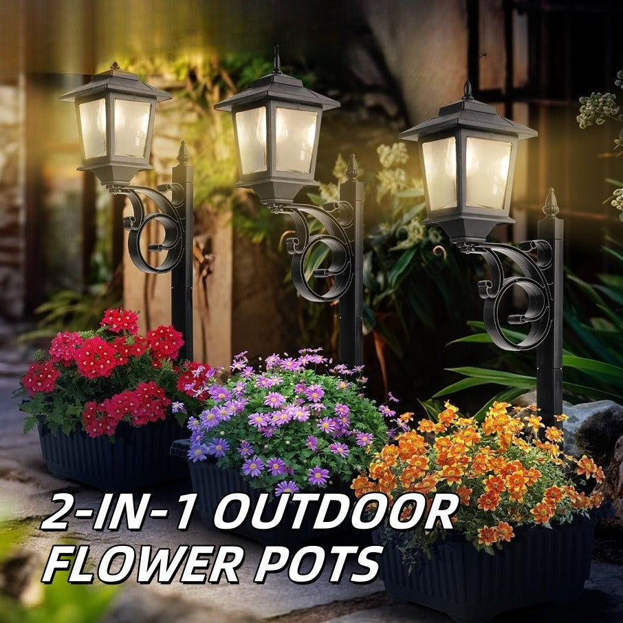 Solar Flower Pot Light Outdoor 2-in-1 Lamp Post Glass Lampshade IP44 Waterproof Wall Mount Lawn Patio Garden Decor 1/2 Pack