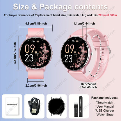 Smart Watch 1.5-Inch Round Display with Wireless Calling, Custom Faces and Black Silicone Band