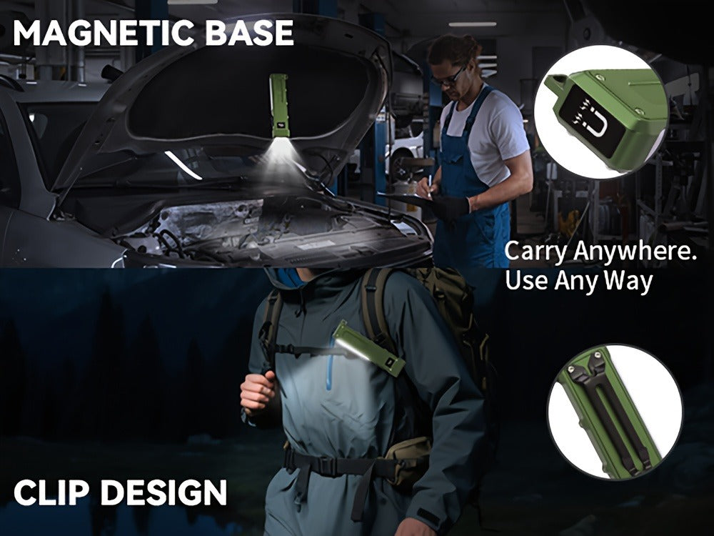 Flashlight Magnetic Aluminum EDC Light with Nine Modes, UV and COB Side Lights, 1500mAh Battery and Display