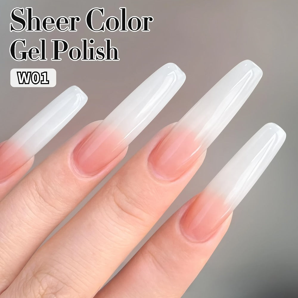 Gel Nail Polish in 15ml Milky White W01 Sheer Jelly for a Glass-Like Finish with UV/LED Cure
