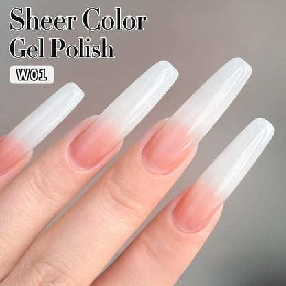 Gel Nail Polish in 15ml Milky White W01 Sheer Jelly for a Glass-Like Finish with UV/LED Cure