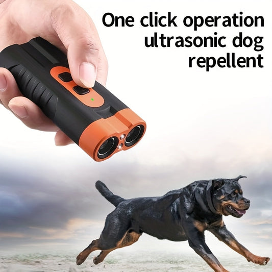 Ultrasonic Dog Repellent Device - Handheld Bark Control with Dual-Head System, LED Light & One-Touch Operation for Small Medium Large Dogs