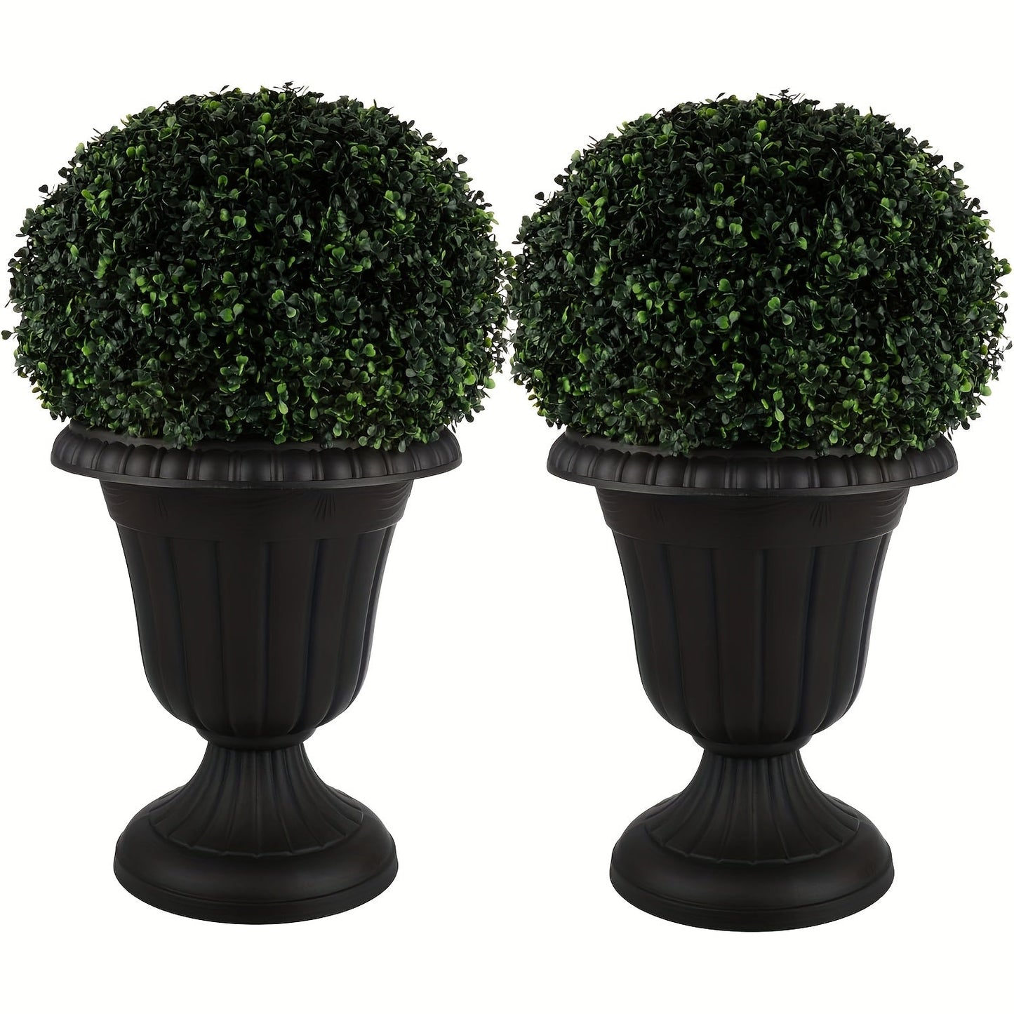 Plastic Urn Planters 2 Pack Outdoor Indoor Flower Pots with Pedestal Front Porch Decor Garden Patio Wedding Party Home Decor Classic Style
