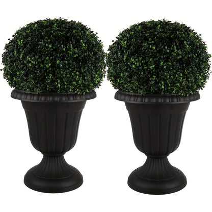 Plastic Urn Planters 2 Pack Outdoor Indoor Flower Pots with Pedestal Front Porch Decor Garden Patio Wedding Party Home Decor Classic Style