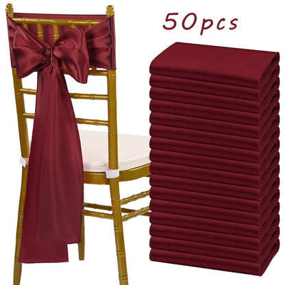 50-Piece Chair Sash Set in Light Golden, Green or Light Blue, 7 x 108-Inch Ribbons for Event Seating