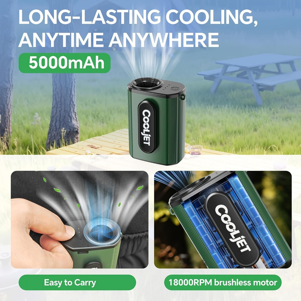 Portable Fan by Coogir, 5000mAh Four-Speed Waist Clip and Neck Model with LED Battery Display