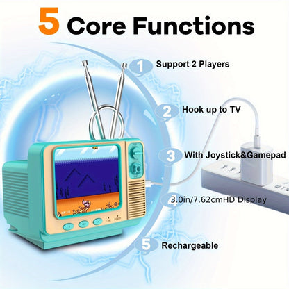 2-Player Retro Game Console with 3.0" Screen & AV TV Output – Portable Handheld Gaming System for Kids & Adults, Classic Video Game Player, Best Family Gift for Birthday & Holiday