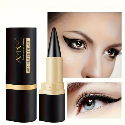Compact Six-Piece Black Cone-Tip Eyeliner Pen Set with Six Matching Sticks in Black and Gold Cases