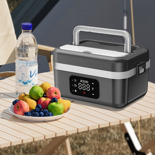 Heated Lunch Box, 8000mAh Battery-Powered 60W 1L Food Warmer with Timer and Power Bank Function